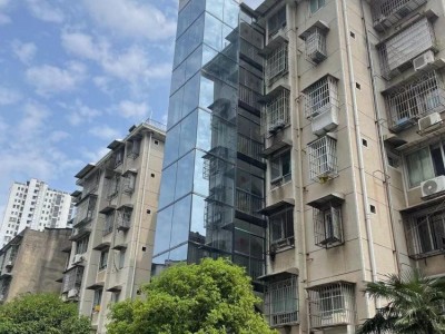 电梯钢结构井 户外加装观光玻璃电梯工程图5