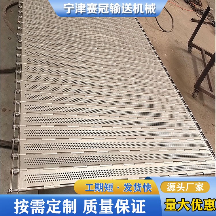 小鱼烘干不锈钢冲孔链板 废料处理输送板链 酒厂发酵传送带定制