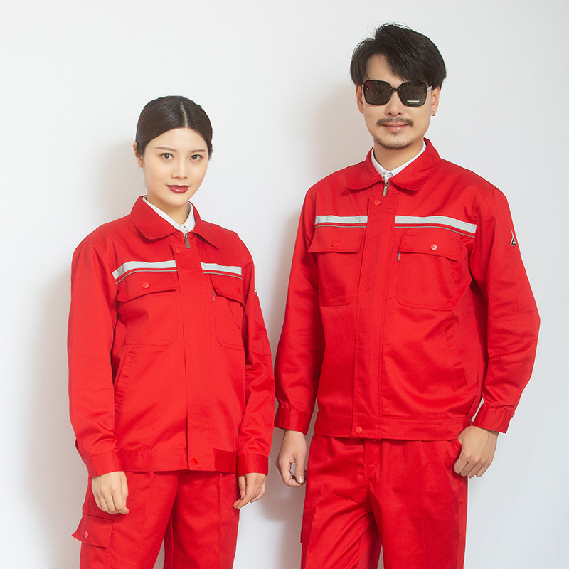 春秋季防静电工作服套装反光条纯色电工车间工厂加油站劳保服批发图5