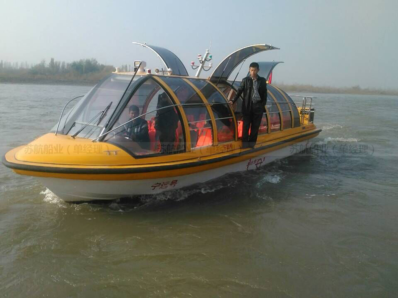 苏航牌水上巴士 玻璃钢观光艇 机动旅游船厂家图3